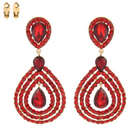 2-TIER OPEN TEARDROP DANGLE AND DROP CLIP ON EARRINGS